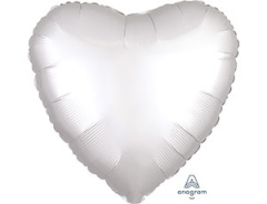 A Шар (18"/46 см) Сердце, White, Сатин, 1 шт.